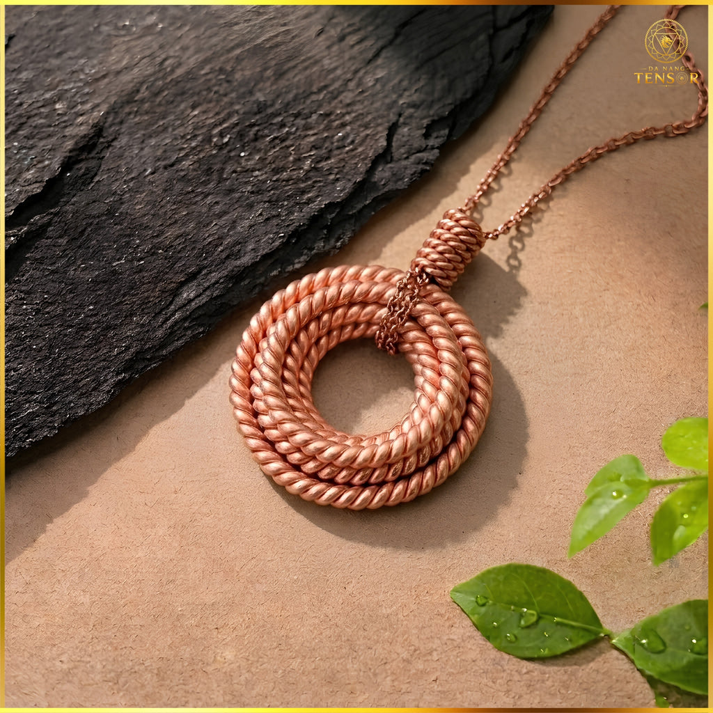 Handcrafted Pure Copper Tensor Pendant, Sacred Geometry Energy Harmonizer (144-528Hz)