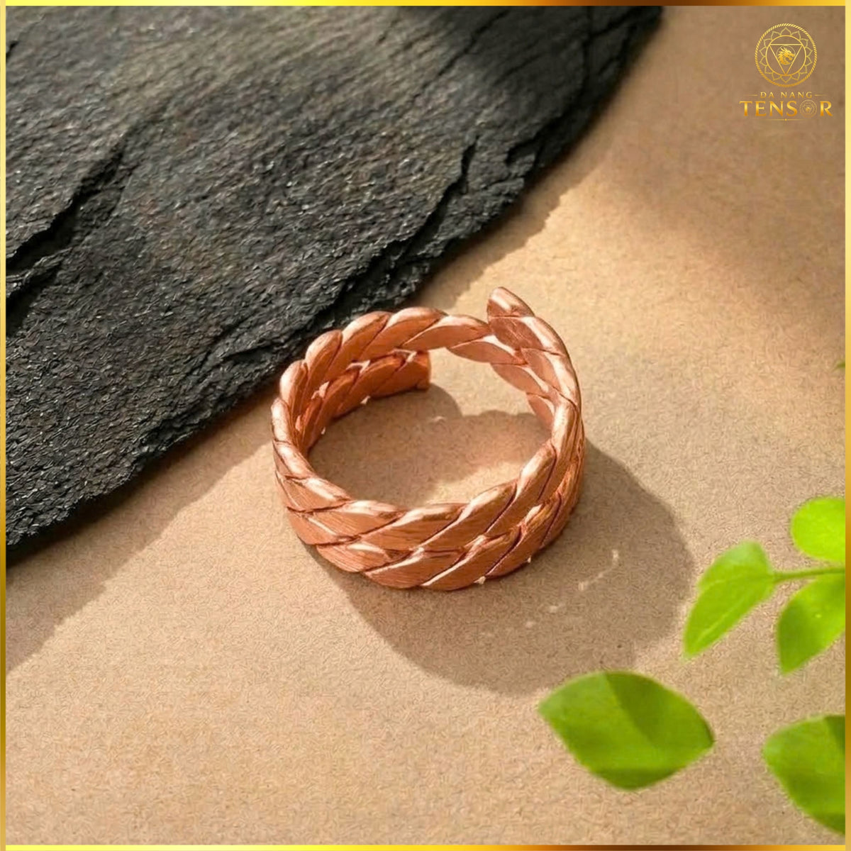 Pure Copper Tensor Ring 144Mhz - Sacred Cubit Braided Energy Harmonizer, Sacred Geometry Meditation Ring, Adjustable Spiritual Zen Gift