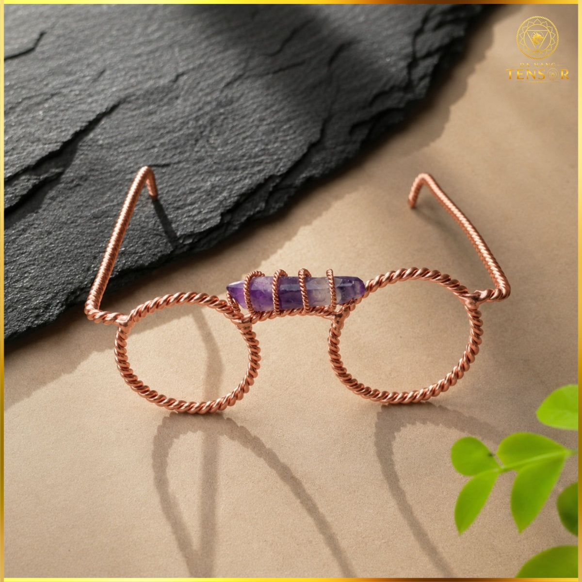 Copper Tensor Glasses, Amethyst Third Eye, Sacred Geometry Meditation Aid