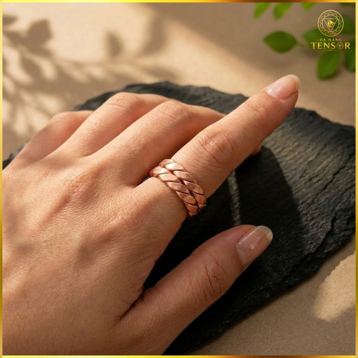 Pure Copper Tensor Ring 144Mhz - Sacred Cubit Braided Energy Harmonizer, Sacred Geometry Meditation Ring, Adjustable Spiritual Zen Gift
