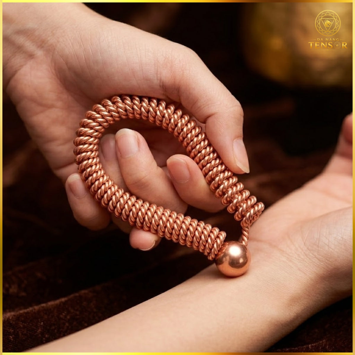 Copper Feedback Loop Tensor Ring - Energy Extractor & Natural Pain Relief Tool, Sacred Cubit 144MHz, EMF Protection
