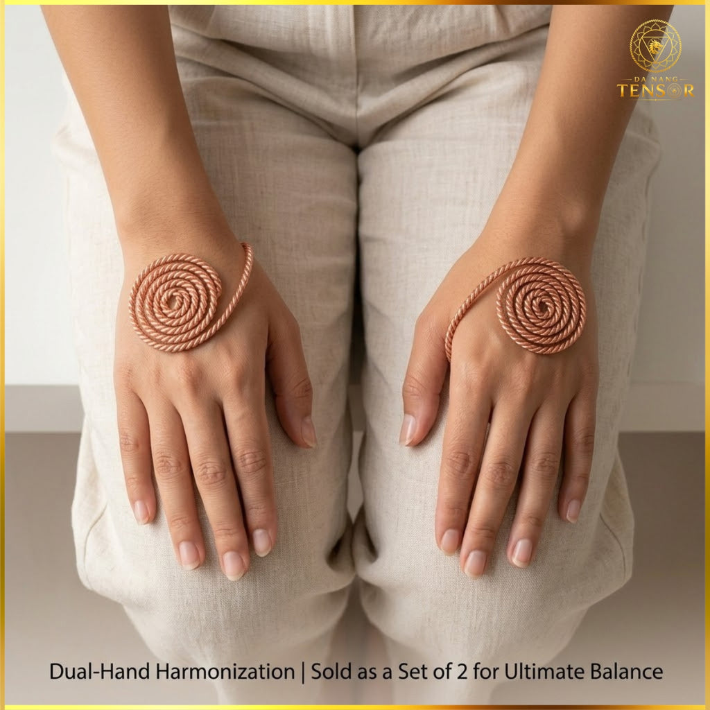 Pure Copper Spiral Hand Ring Set - Palm Chakra Energy Vortex, Tensor Ring Reiki Practice Tool, Sacred Geometry Jewelry