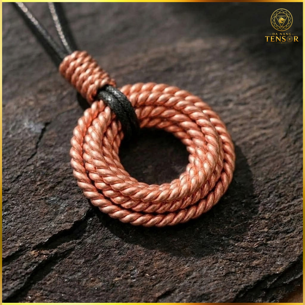 Handcrafted Pure Copper Tensor Pendant, Sacred Geometry Energy Harmonizer (144-528Hz)