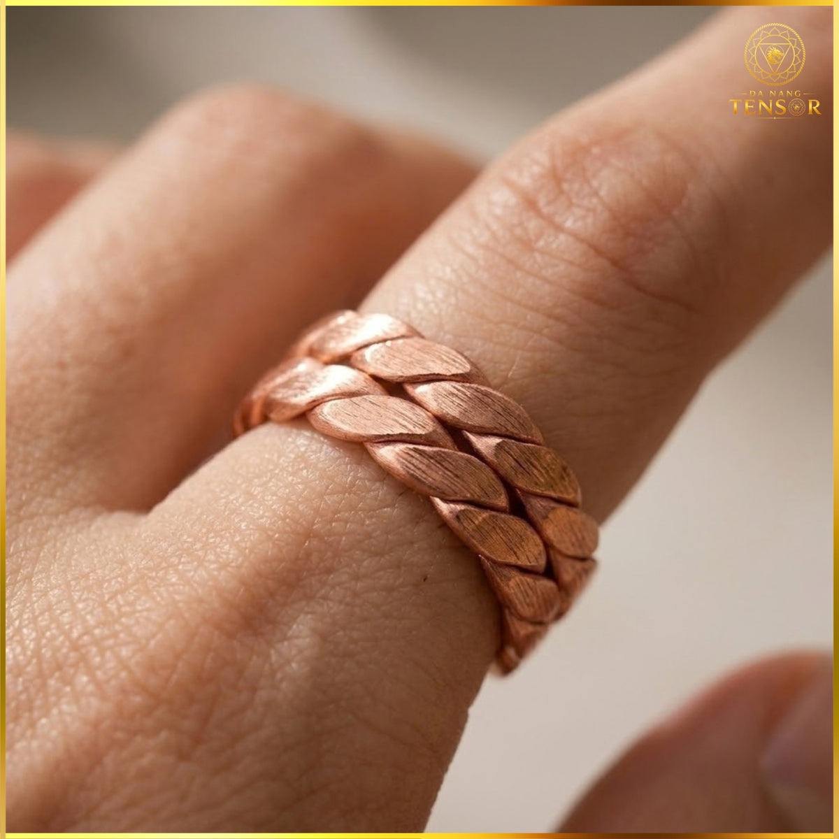 Pure Copper Tensor Ring 144Mhz - Sacred Cubit Braided Energy Harmonizer, Sacred Geometry Meditation Ring, Adjustable Spiritual Zen Gift