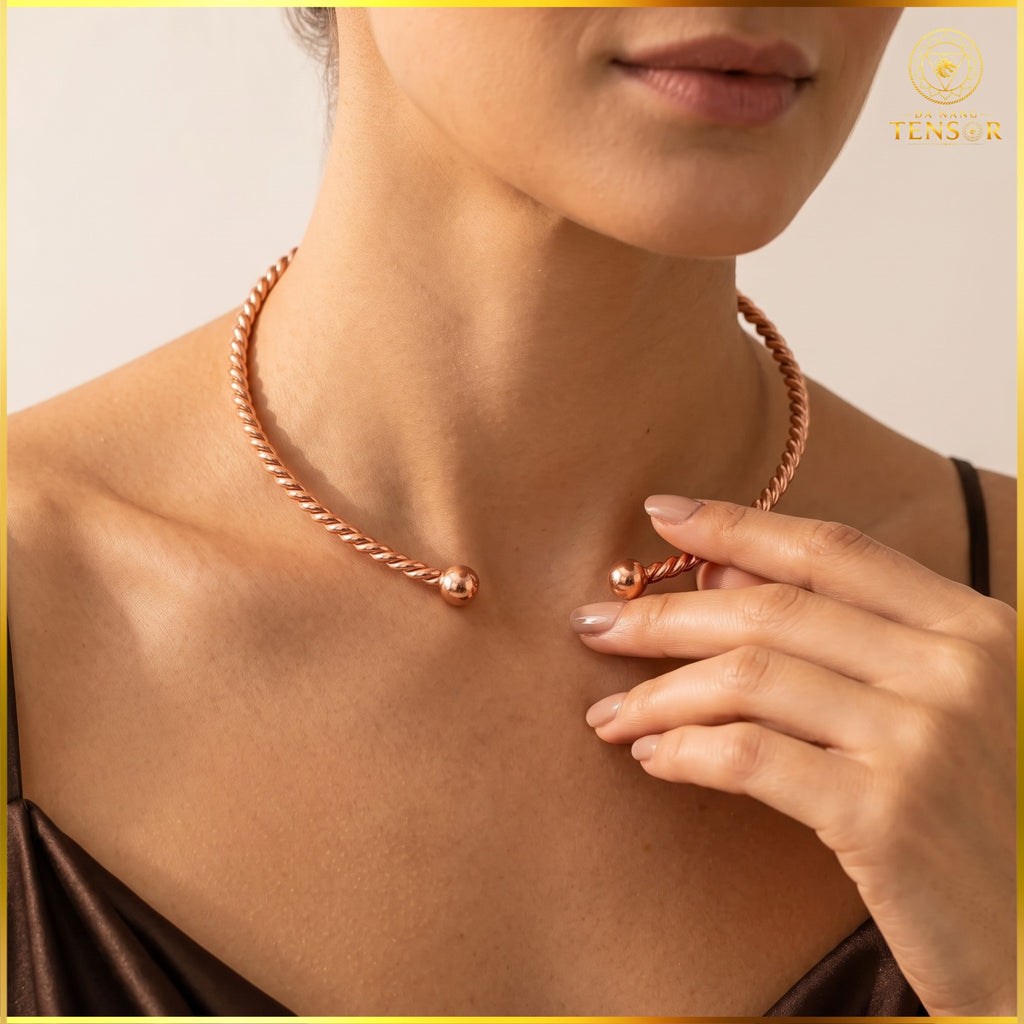 Pure Copper Tensor Necklace, 432Hz Healing Frequency Choker, Boho Spiritual Jewelry, Meditation Tool