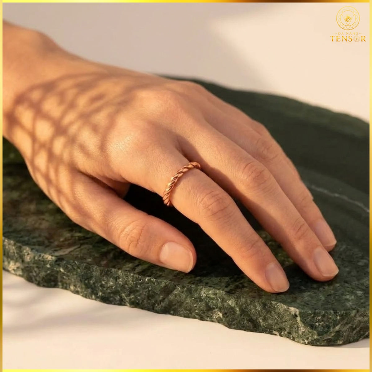 Pure Copper Tensor Ring 144Mhz - Sacred Cubit Braided Energy Harmonizer, Sacred Geometry Meditation Ring, Adjustable Spiritual Zen Gift