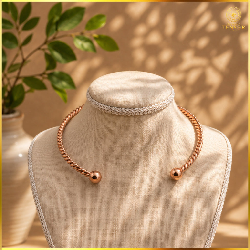 Pure Copper Tensor Necklace, 432Hz Healing Frequency Choker, Boho Spiritual Jewelry, Meditation Tool