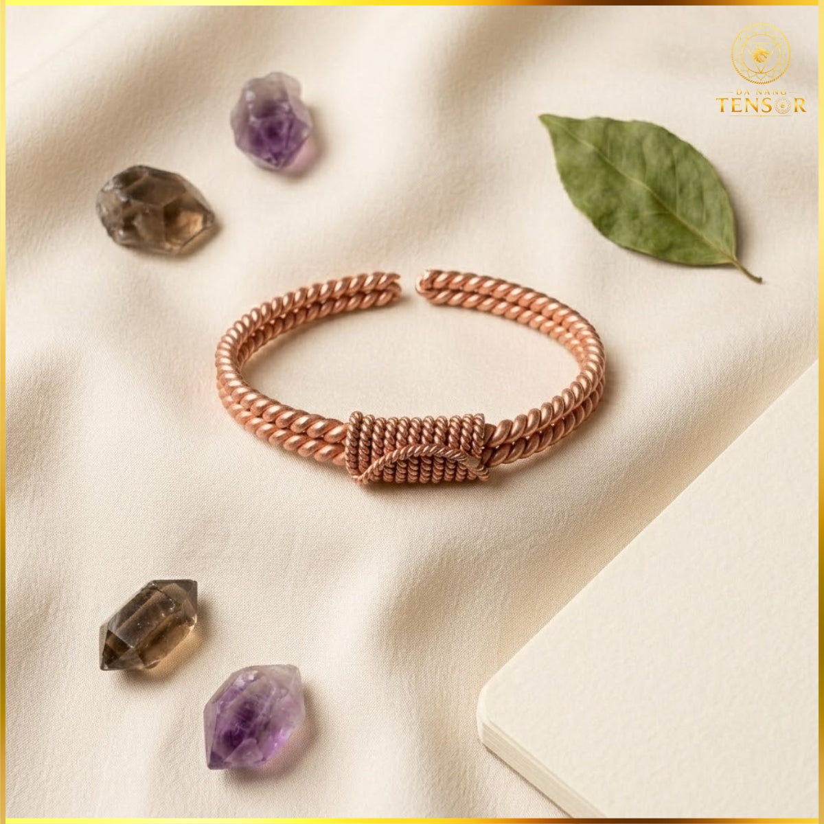 Pure Copper Double Spiral Tensor Bracelet, Handcrafted Energy Cuff, EMF Harmonizer Bangle