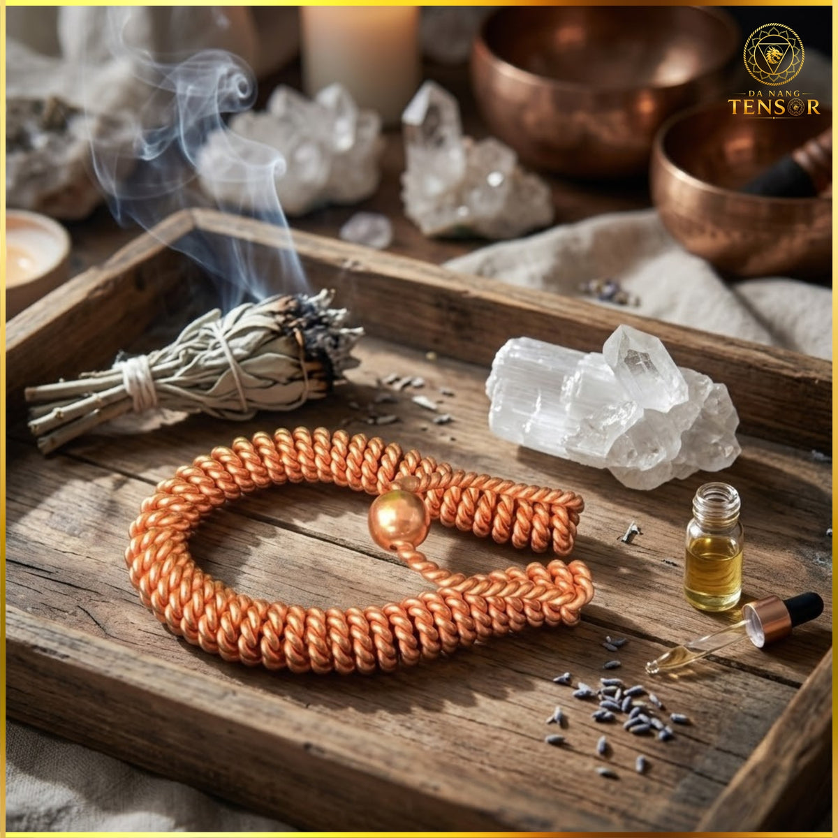 Copper Feedback Loop Tensor Ring - Energy Extractor & Natural Pain Relief Tool, Sacred Cubit 144MHz, EMF Protection