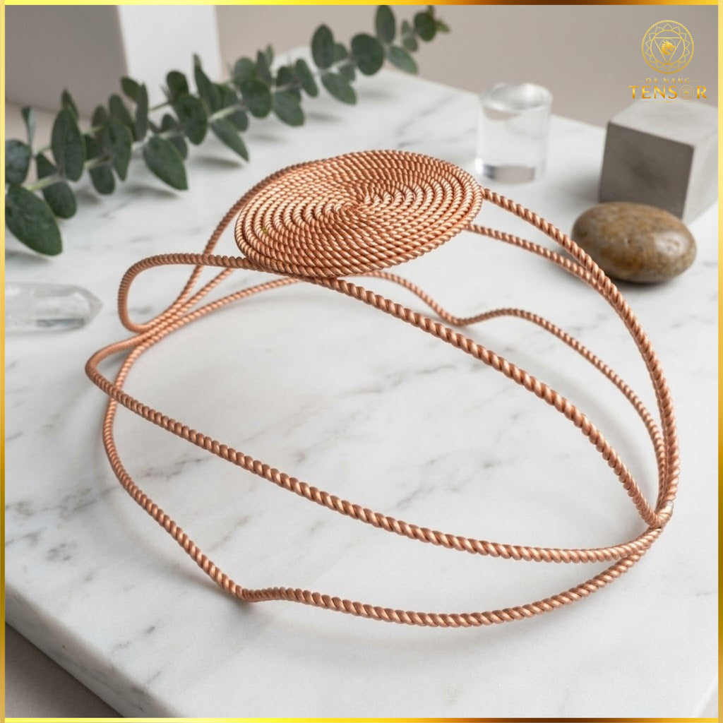 Dual Frequency Tensor Ring Crown 144Hz 177Hz - Pure Copper Vortex Headband, EMF Migraine Relief Hat, Mental Clarity, Reiki Tool