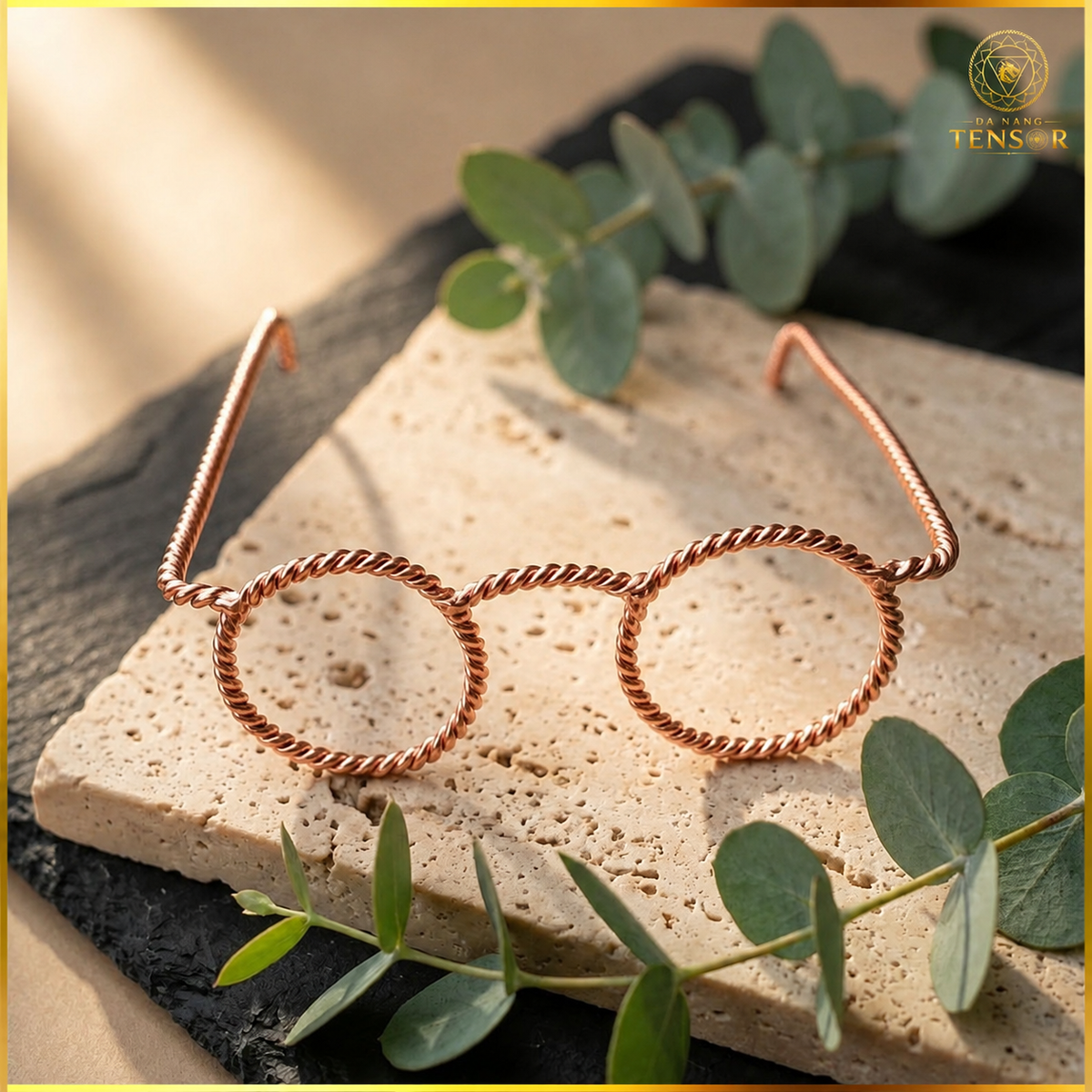 Copper Tensor Glasses, Amethyst Third Eye, Sacred Geometry Meditation Aid