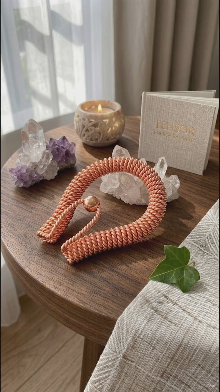 Copper Feedback Loop Tensor Ring - Energy Extractor & Natural Pain Relief Tool, Sacred Cubit 144MHz, EMF Protection