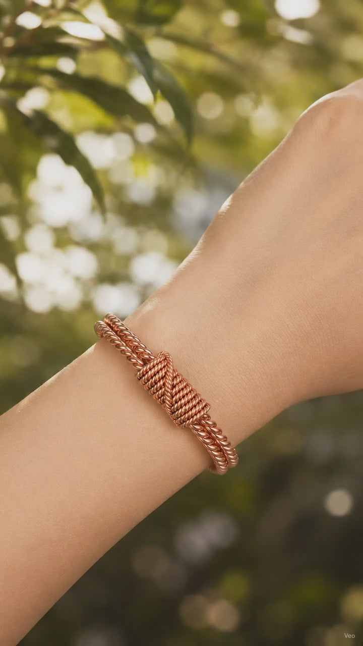 Pure Copper Double Spiral Tensor Bracelet, Handcrafted Energy Cuff, EMF Harmonizer Bangle