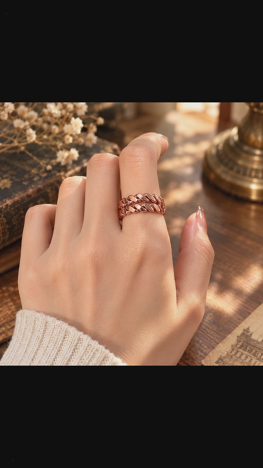 Pure Copper Tensor Ring 144Mhz - Sacred Cubit Braided Energy Harmonizer, Sacred Geometry Meditation Ring, Adjustable Spiritual Zen Gift