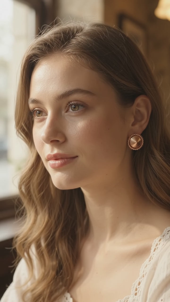 Pure Copper Tensor Ring Earrings, 432Hz Sacred Geometry Studs, Daily Energy Harmonizer, Minimalist Spiritual Zen Gift